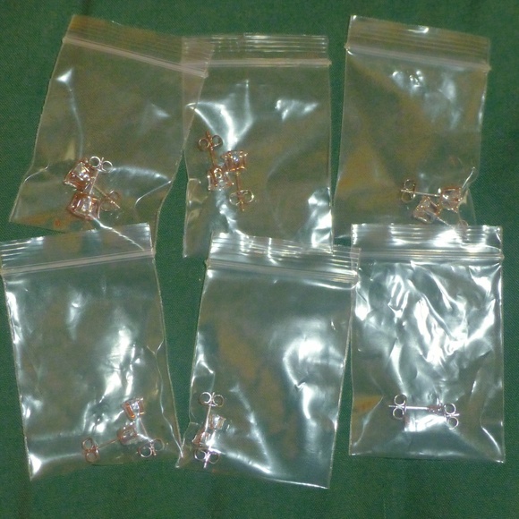 14K White Gold Plated CZ Stud Earrings 6 Pairs New - Picture 7 of 7